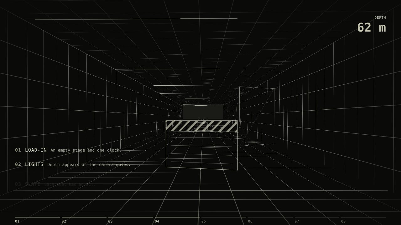 A wireframe depth grid with a dolly move